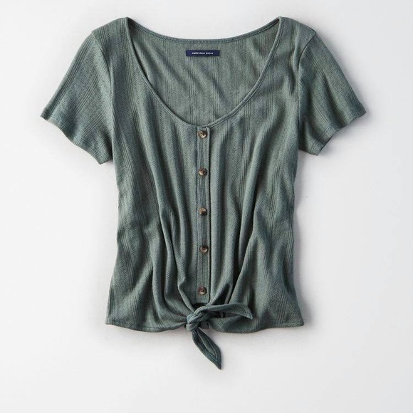 American Eagle Button Down Tie Shirt - Picture 3 of 3